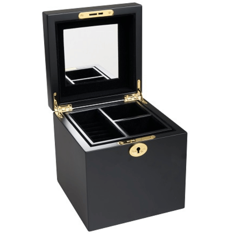 Kandi Cube Jewellery Box in black, featuring a chic, minimalist design for storing jewellery