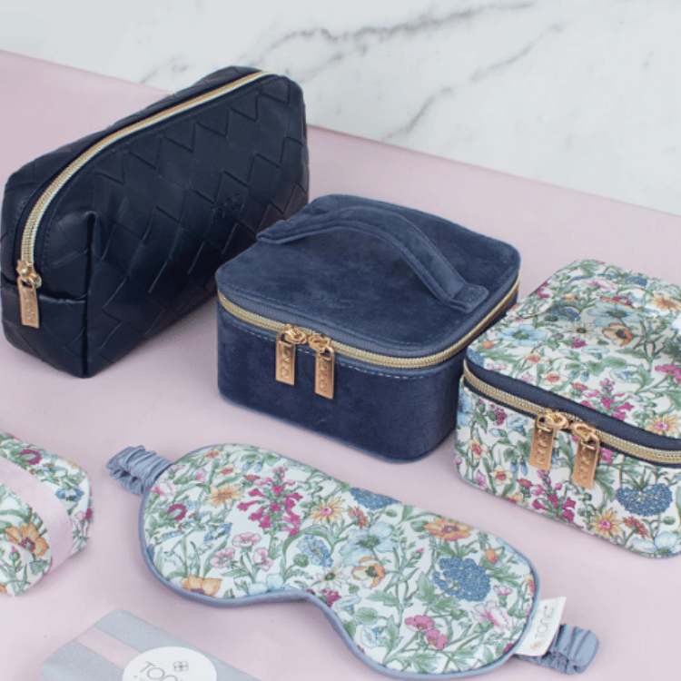 Blue velvet jewellery case elegantly placed on a dressing table, perfect for stylish jewellery storage