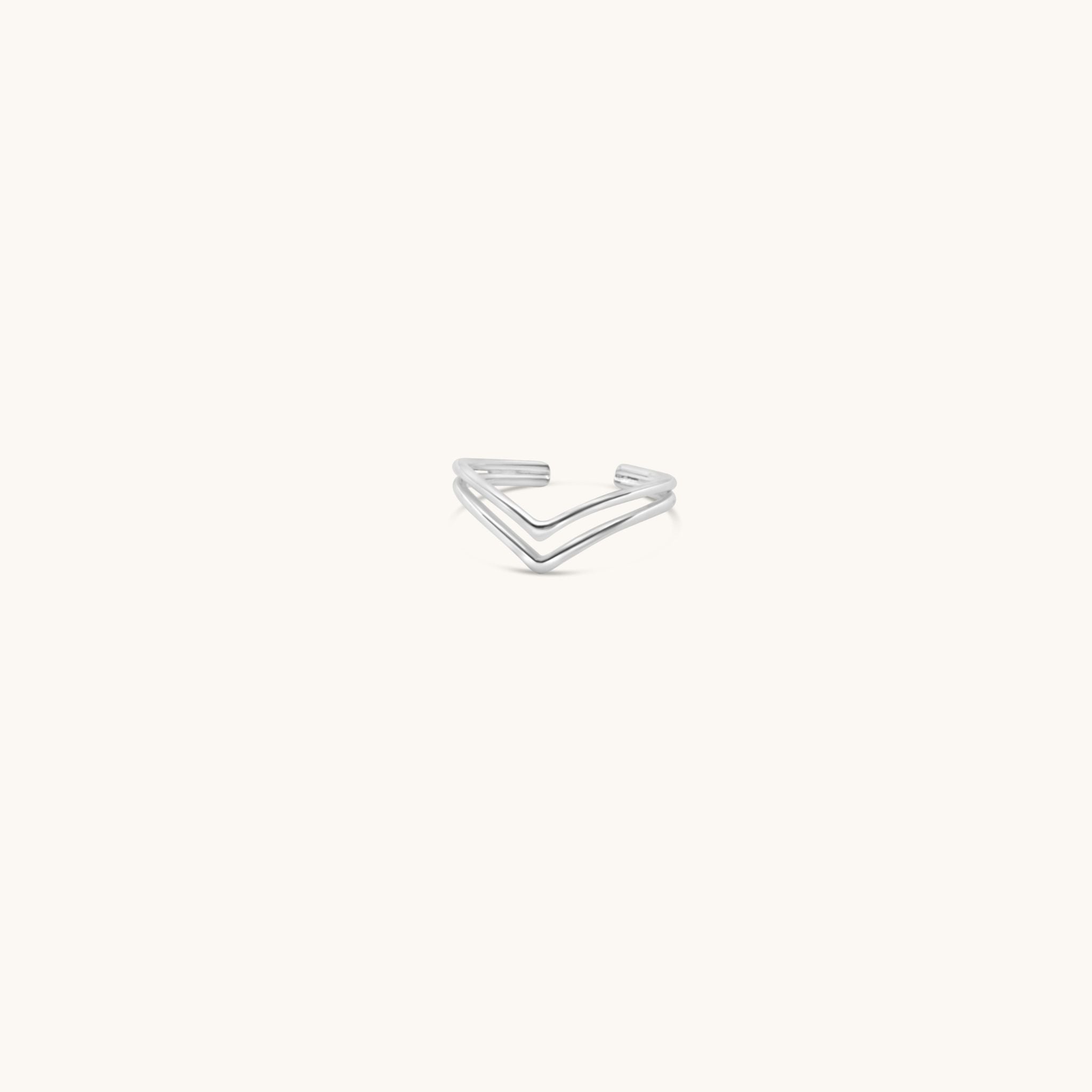 Sterling silver adjustable toe ring with a chevron V-shaped design
