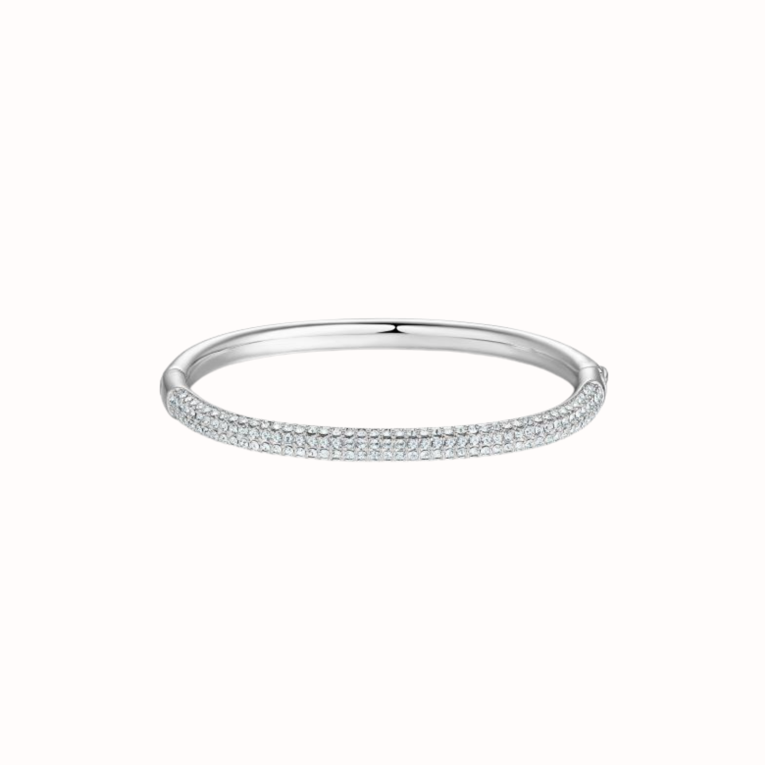 Rhodium plated, crystal bangle on a white background