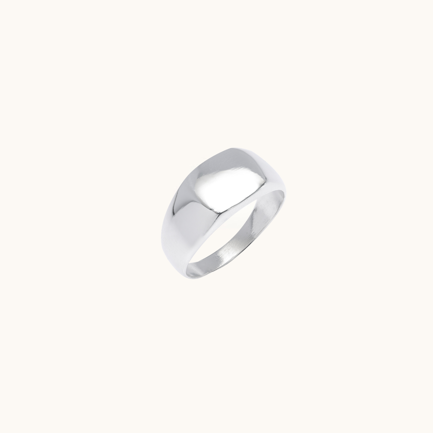 Silver Signet ring on a white background