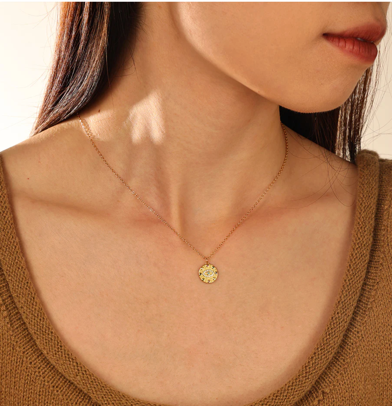 Evil Eye Coin Pendant Necklace