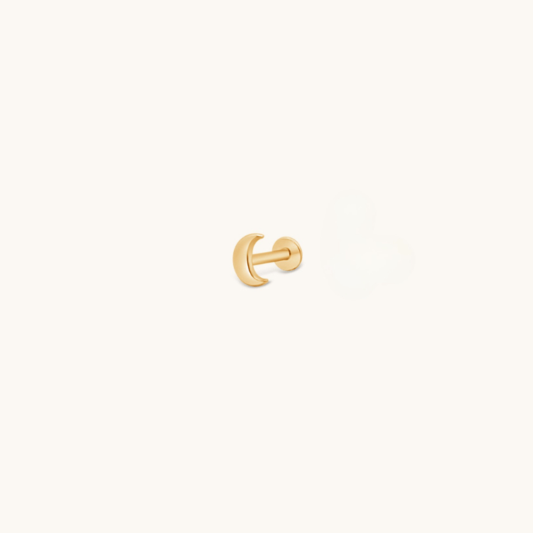 Moon Eclipse single earring in gold-plated with a flat screw-on back
