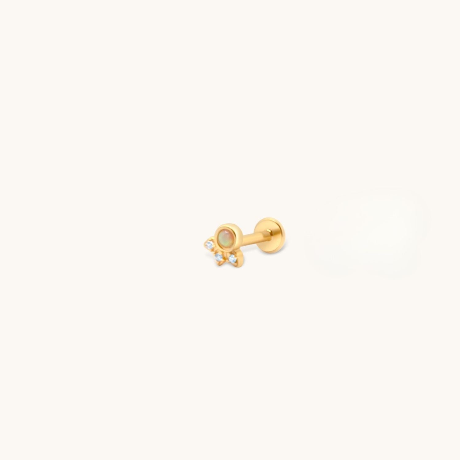 Moonstone and Cubic Zirconia Lotus single earring in sterling silver or gold-plated