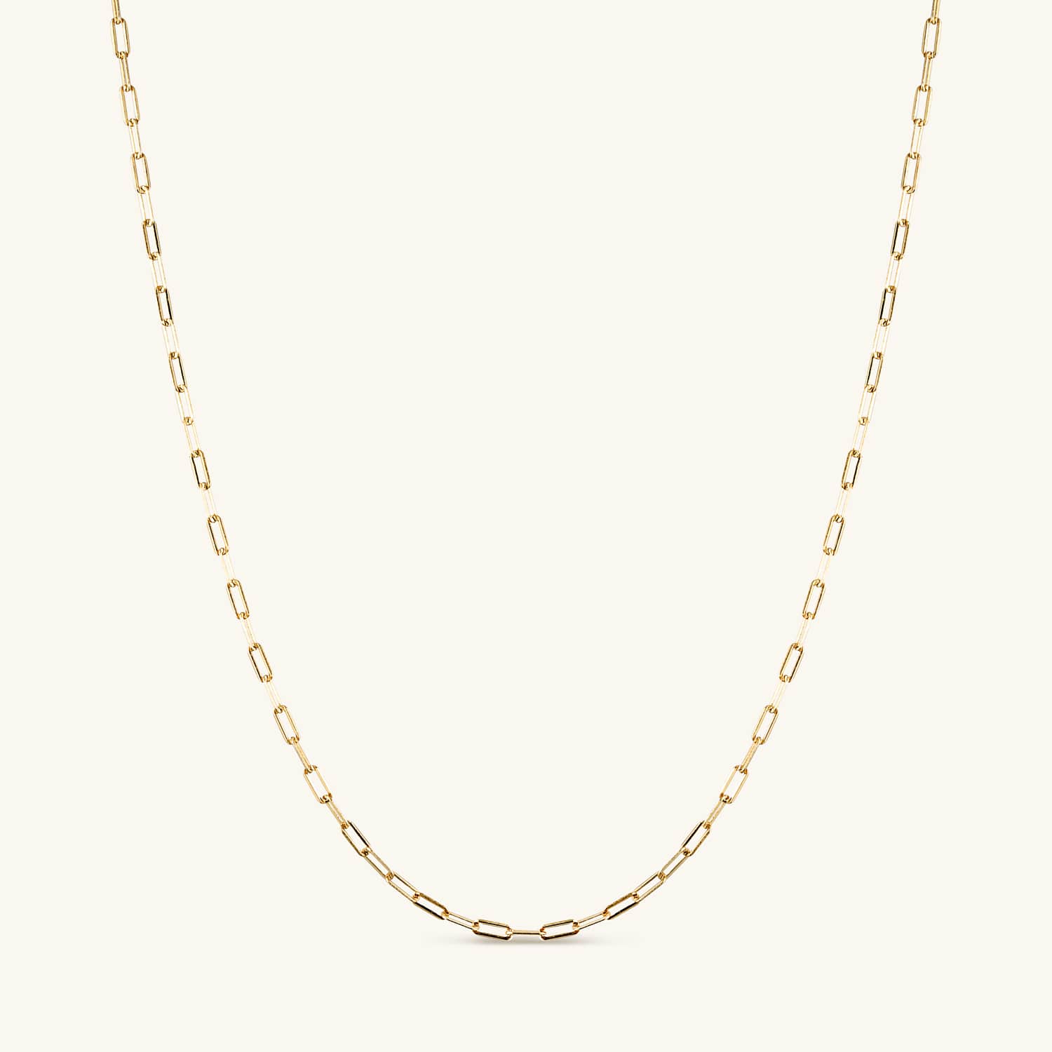 Gold paperclip necklace featuring sleek, elongated links for a modern and minimalist look. Perfect for layering or wearing solo for effortless style