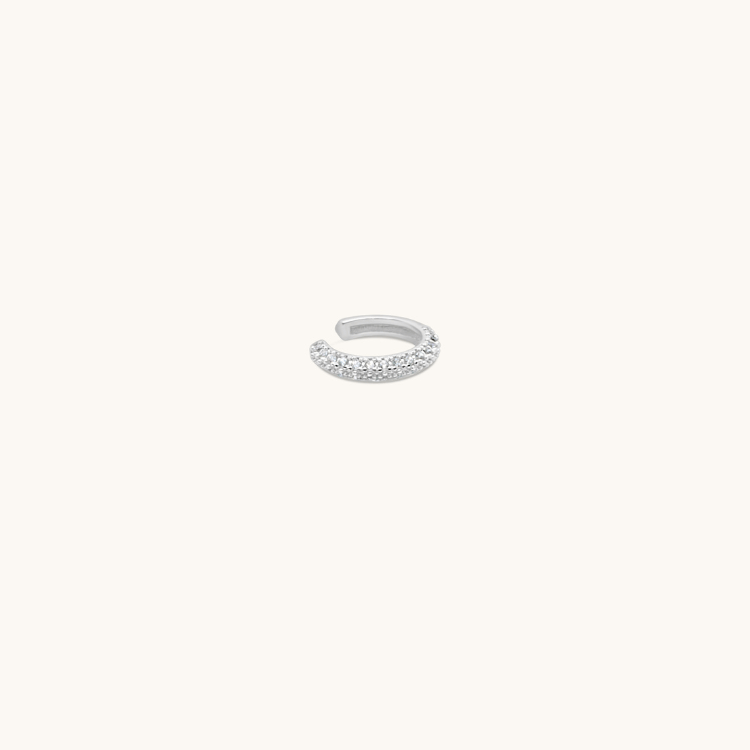 Sterling silver crystal ear cuff with delicate shimmering stones