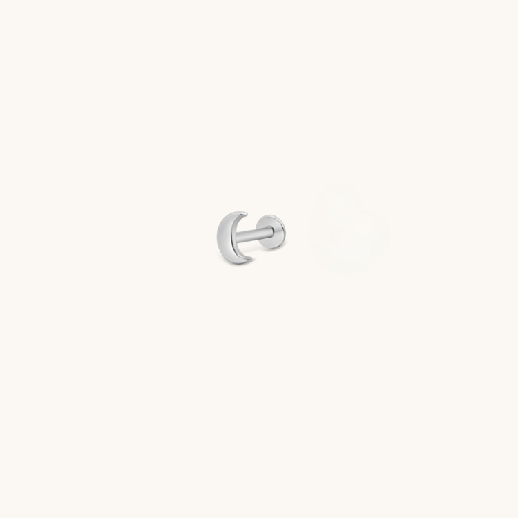 Moon Eclipse single earring in sterling silver with a flat screw-on back