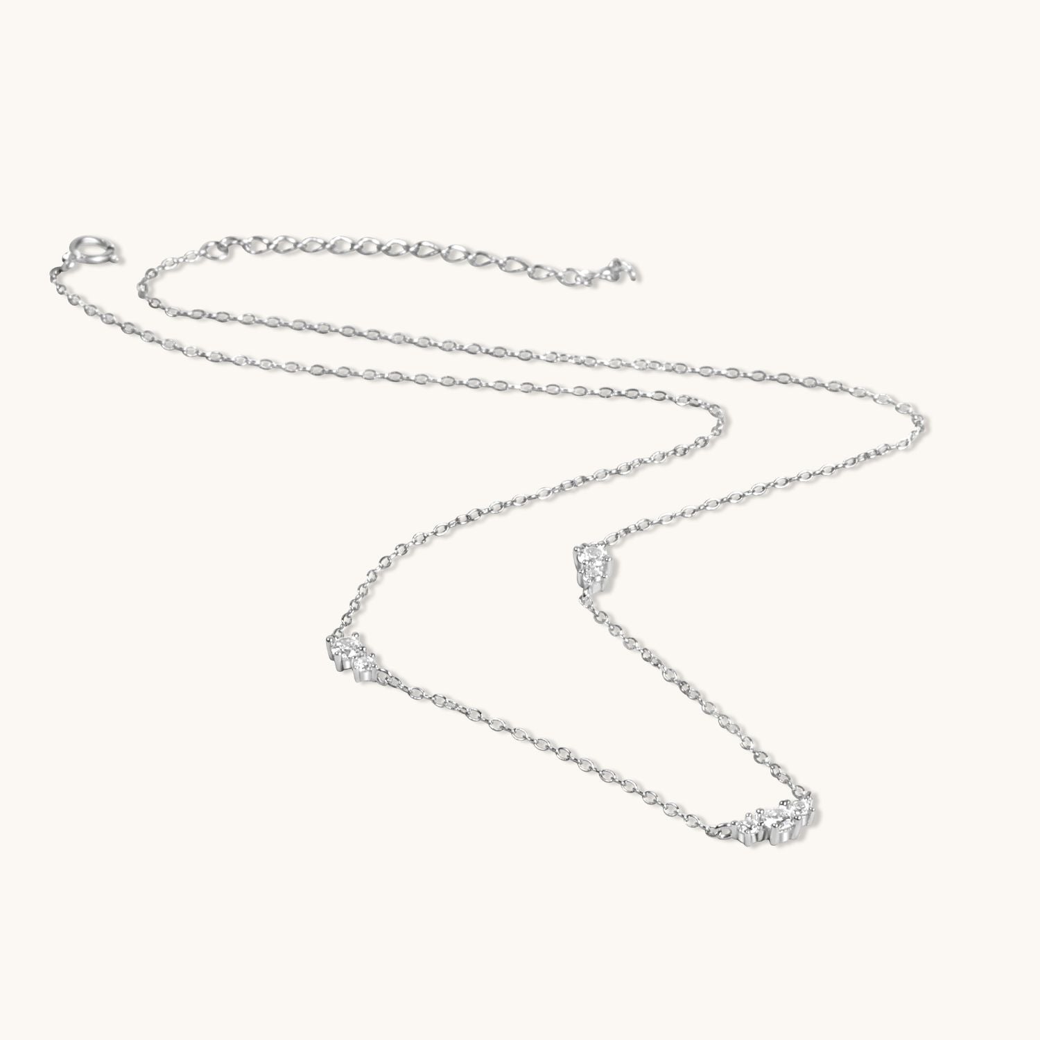 Silver floating cubic zirconia necklace with a suspended sparkling stone on a delicate chain. Elegant, minimalist, and perfect for any occasion