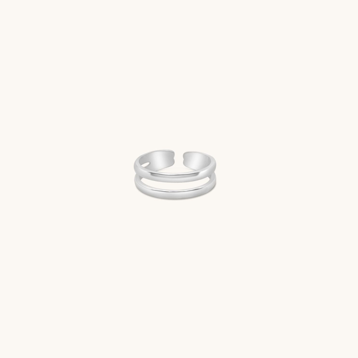 Sterling silver adjustable toe ring with two parallel bands