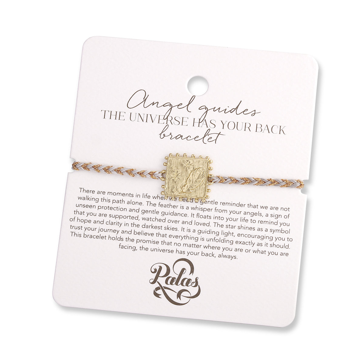 Bracelet on a Palas branded card with text and branding.