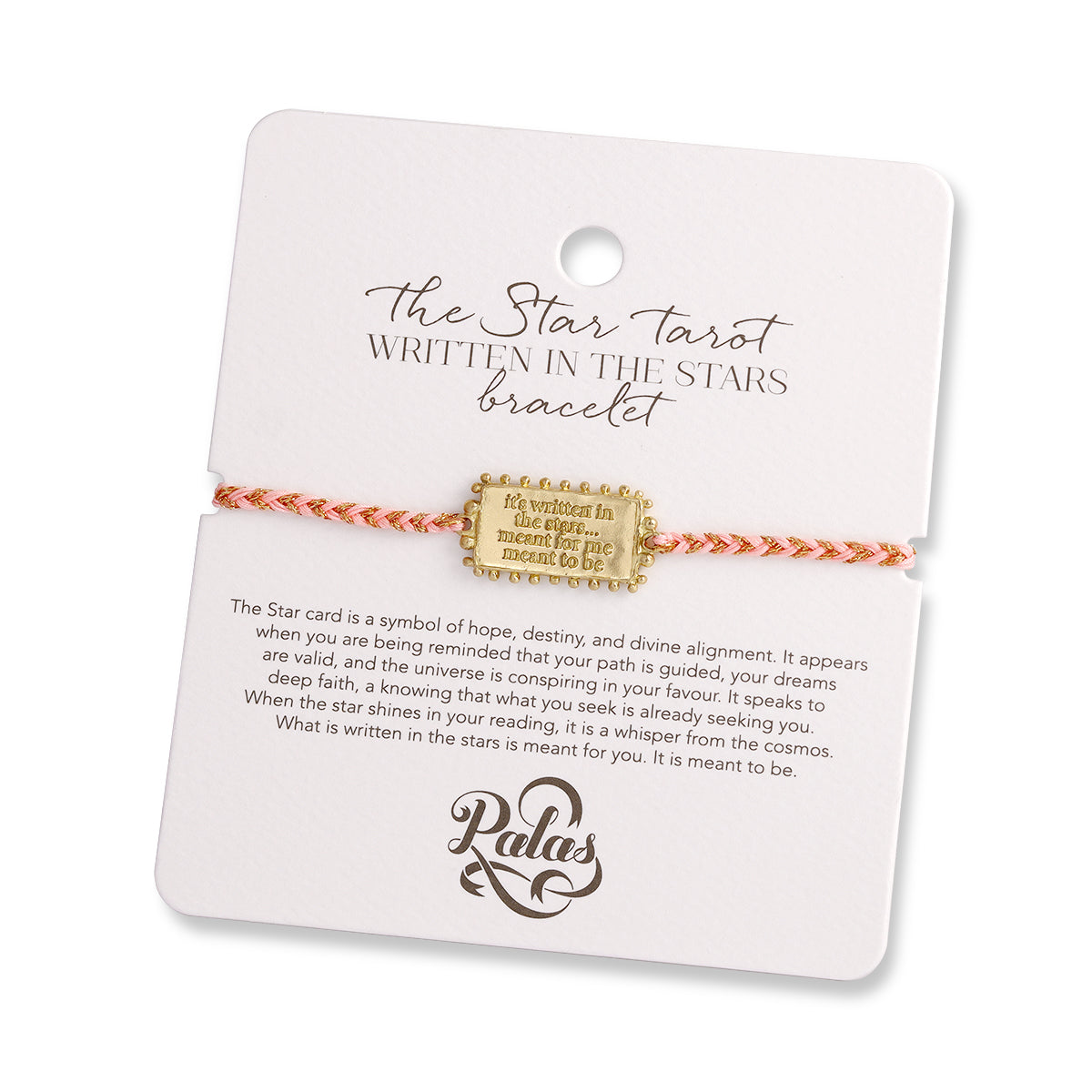 Bracelet on a Palas branded card with text and branding.
