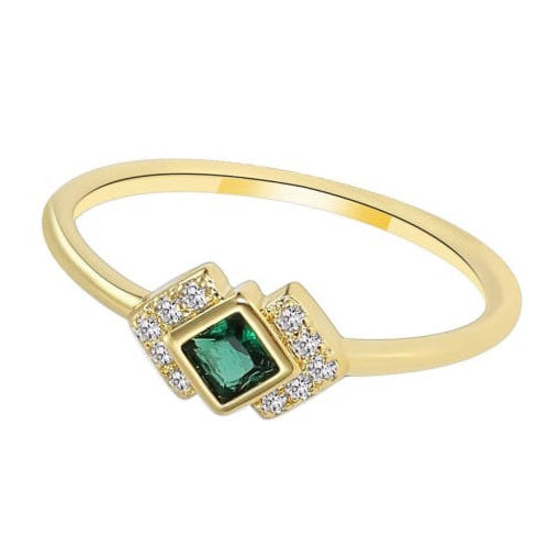 Emerald Green and Cubic Zirconia Ring