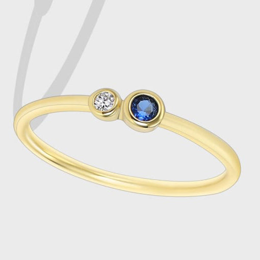 Blue and White Cubic Zirconia Ring