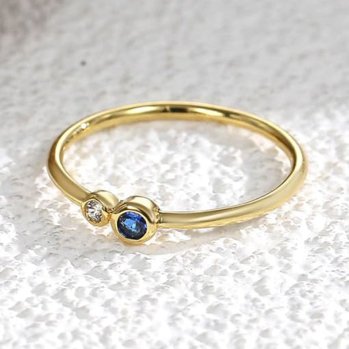 Blue and White Cubic Zirconia Ring