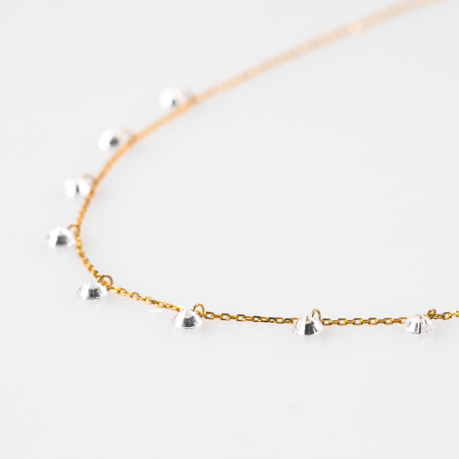 Pretty Cubic Zirconia Drop Necklace gold plated
