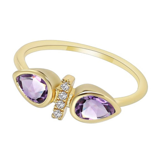 Tear Drop Double Purple Zircon Stone ring