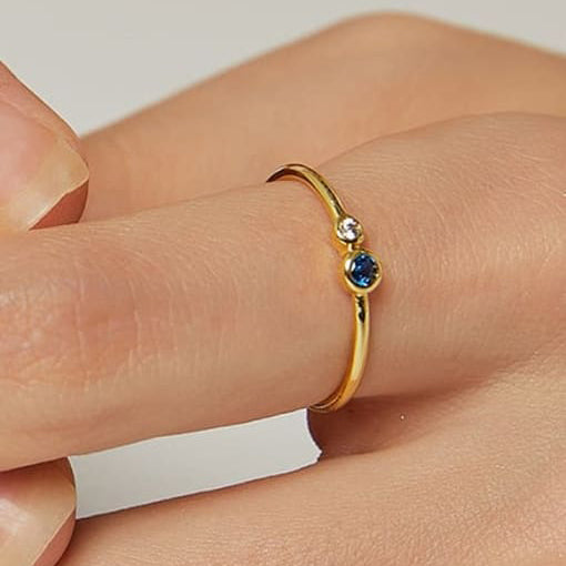 Blue and White Cubic Zirconia Ring