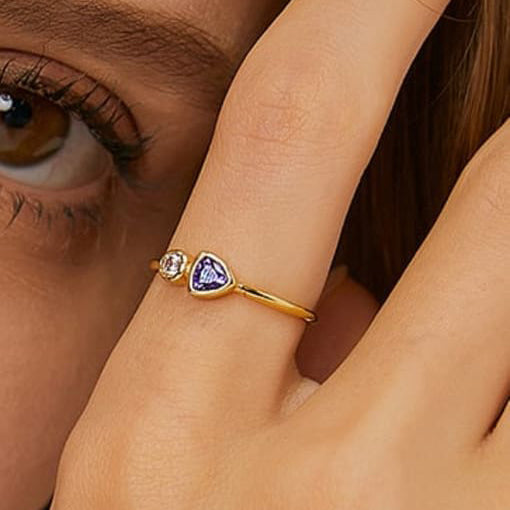 Cubic Zirconia Geometric Minimalist Band Ring