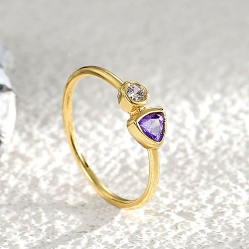 Cubic Zirconia Geometric Minimalist Band Ring