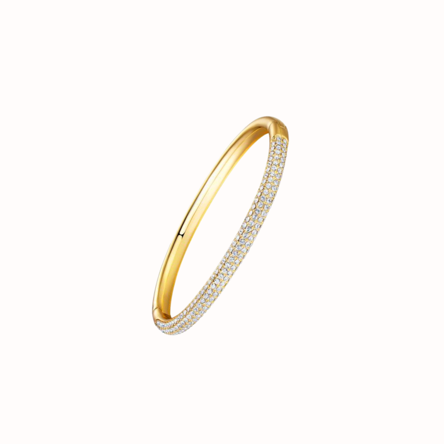 Gold bracelet with crystals on a white background