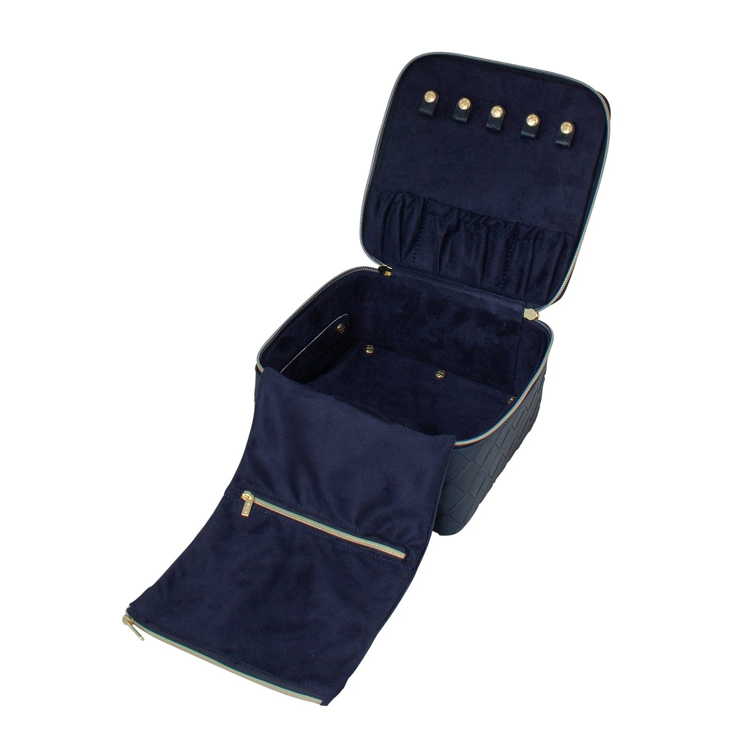 Large Navy Cube Woven Travel Jewellery Holder