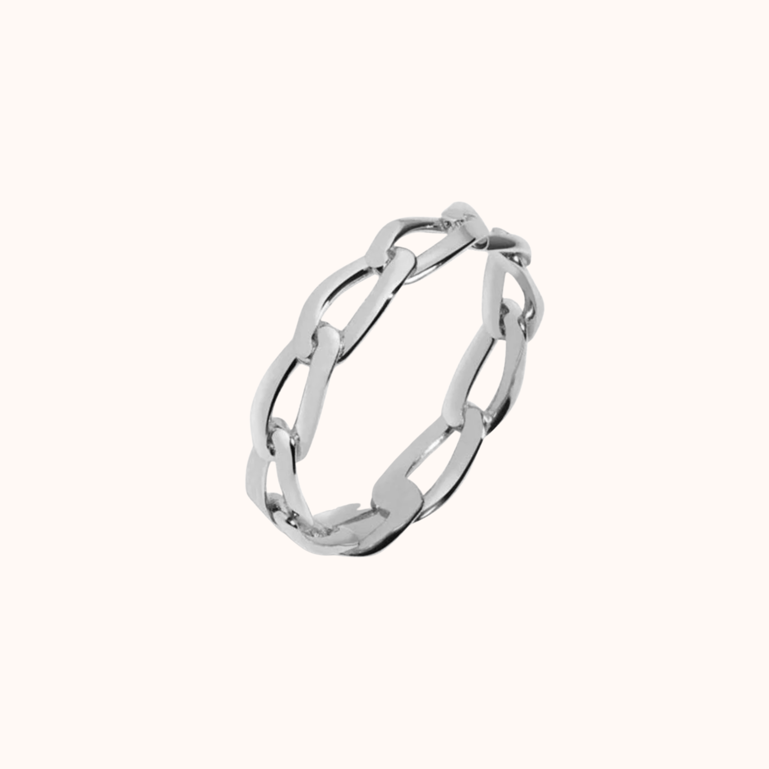 Silver chain ring
 on a white background