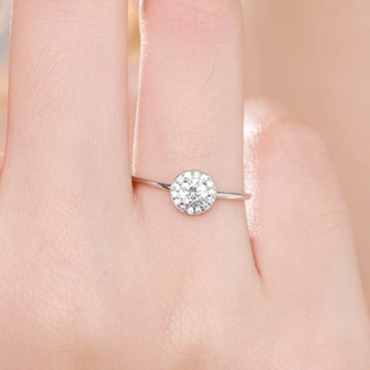 hand wearing cubic zirconia ring
