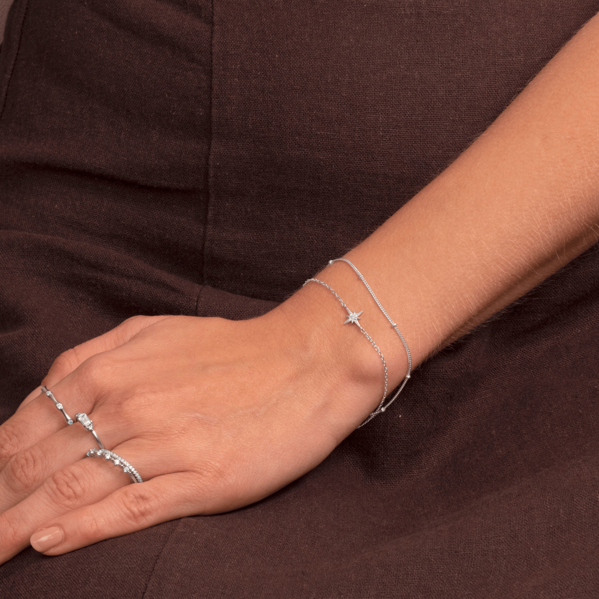 Model_wearing_silver_star_bracelet