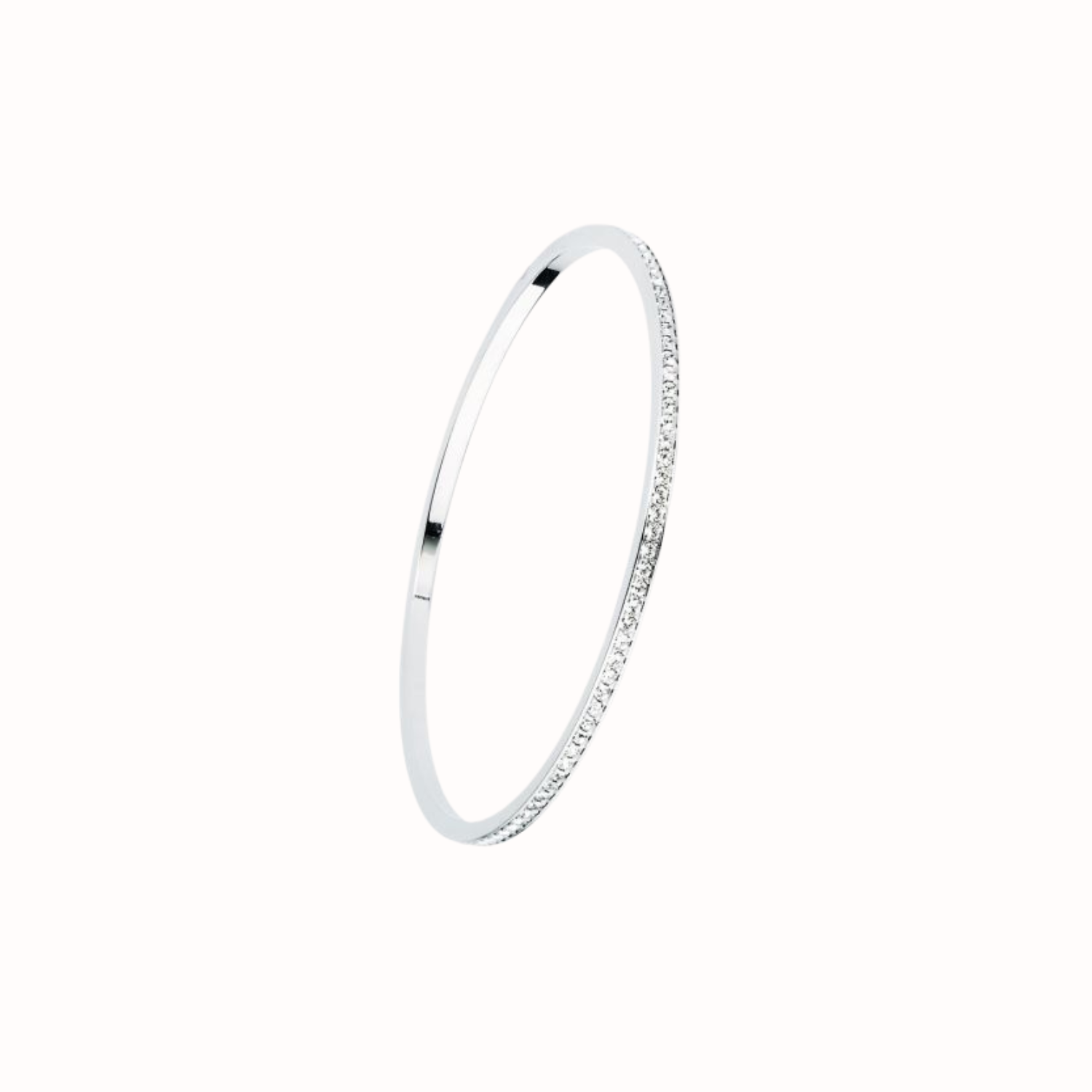Silver bangle on a white background