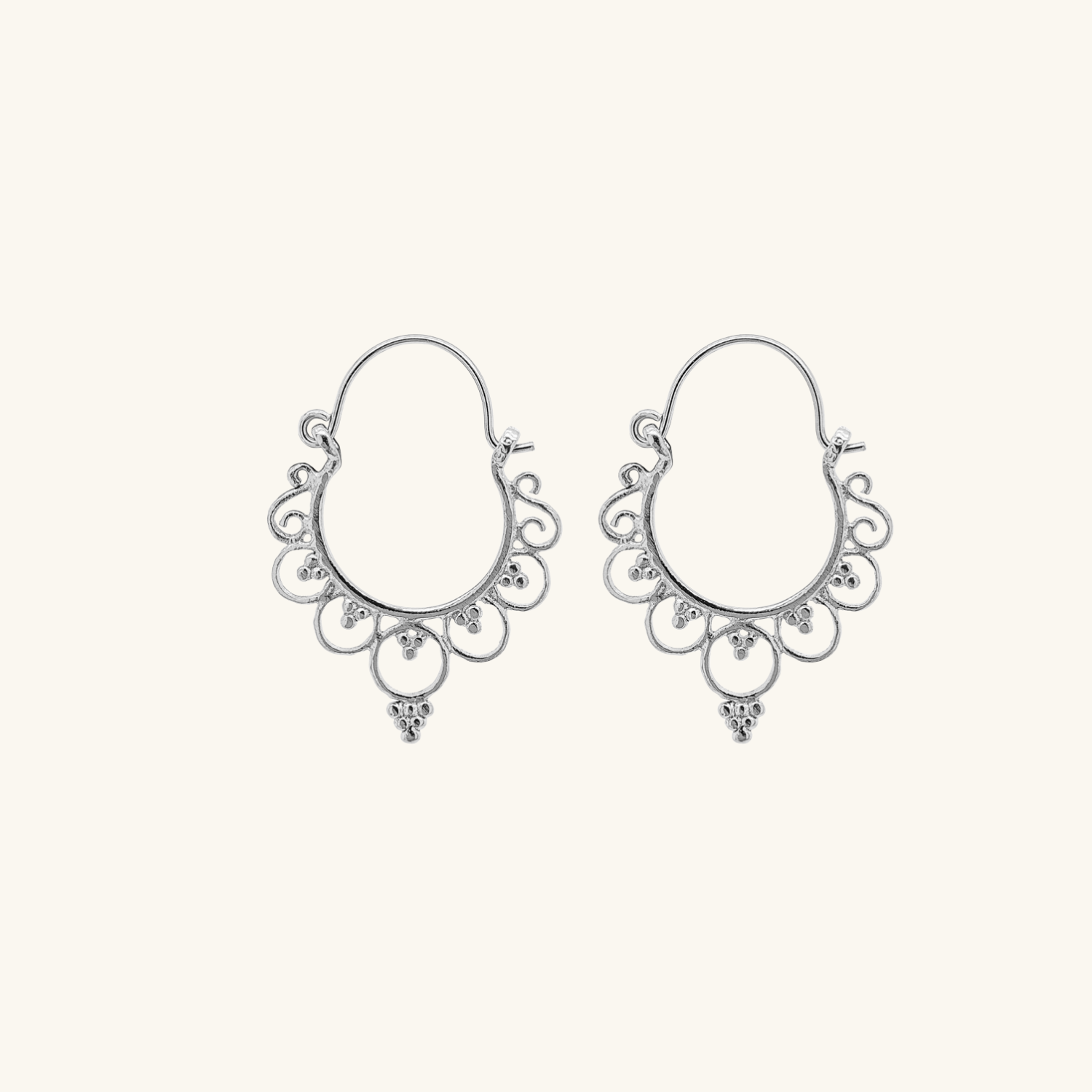 Riya Drop Hoops on cream background