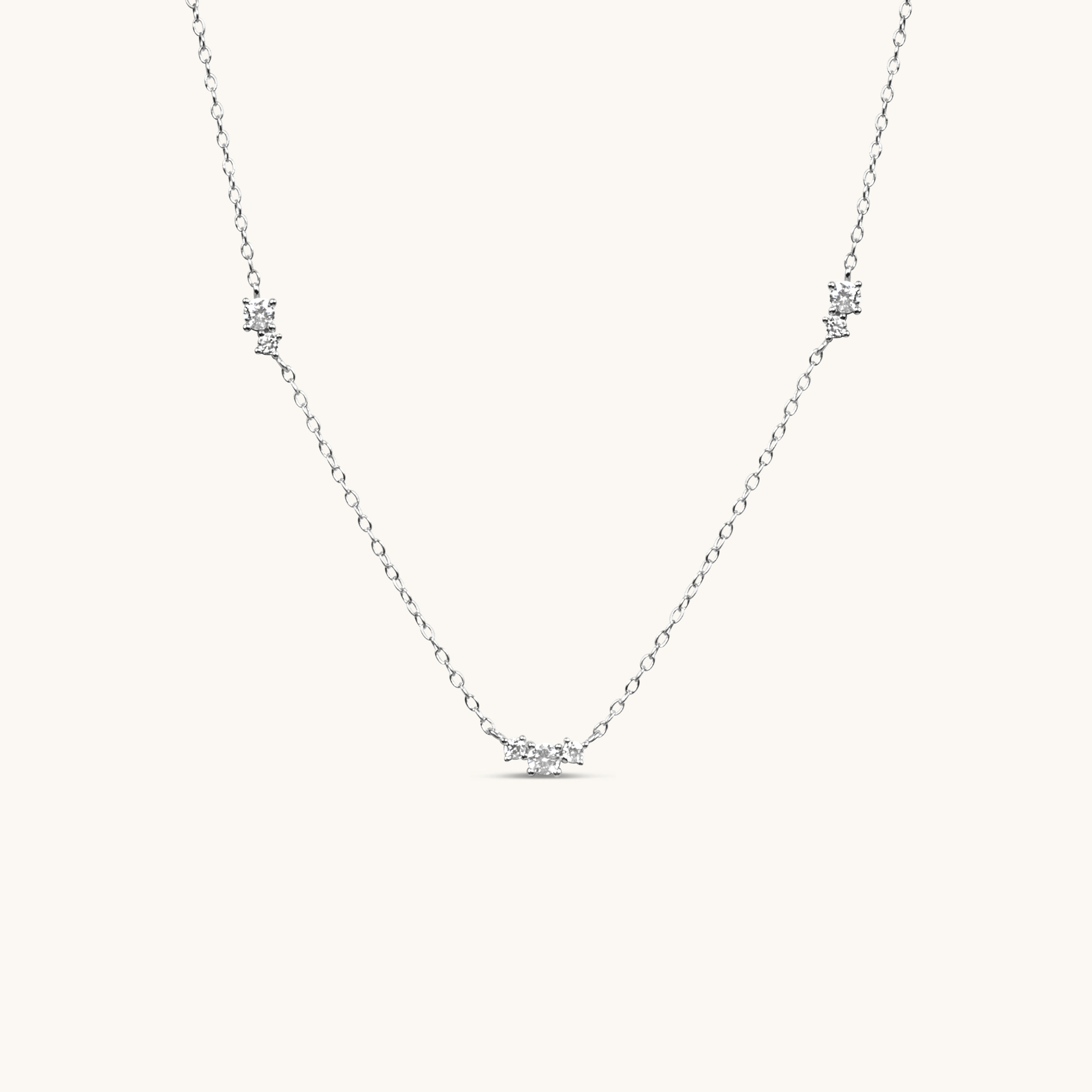 Silver floating cubic zirconia necklace