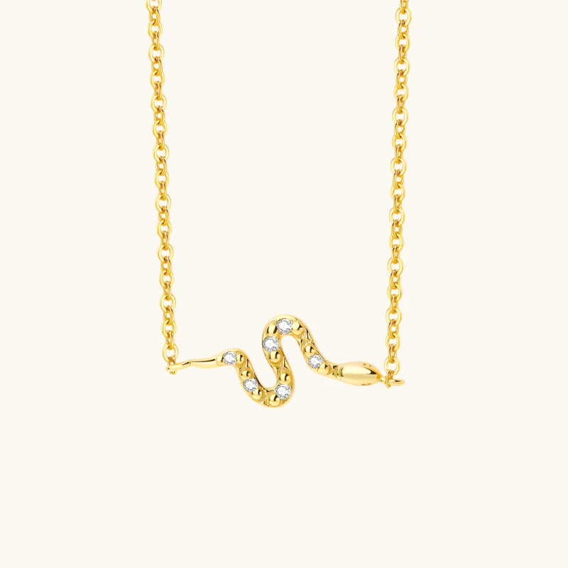Snake pendant necklace in sterling silver with gold plating, featuring a smooth, elegant design
