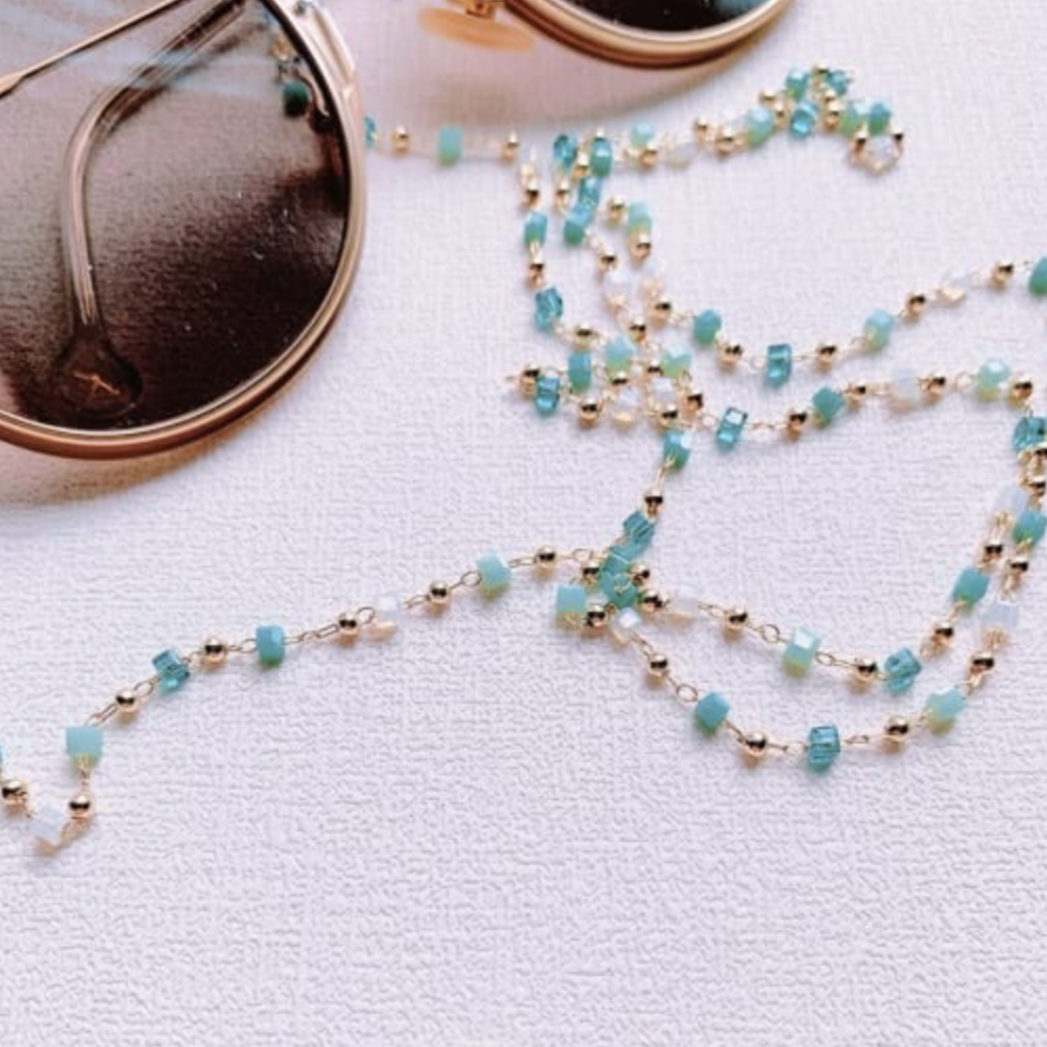 Close up of sunglasses chain