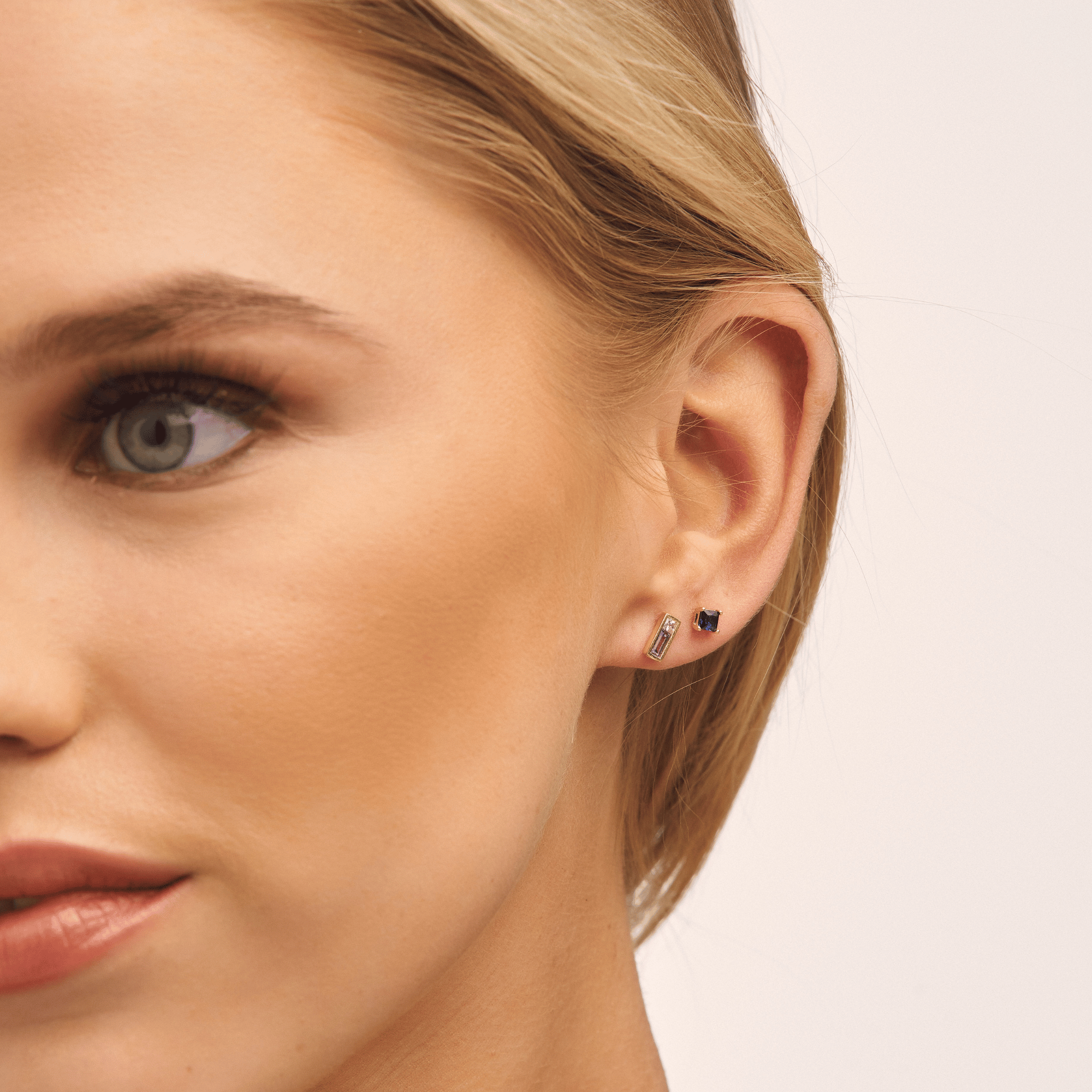 Purple and Pink Sapphire stud earrings I Dream of Silver