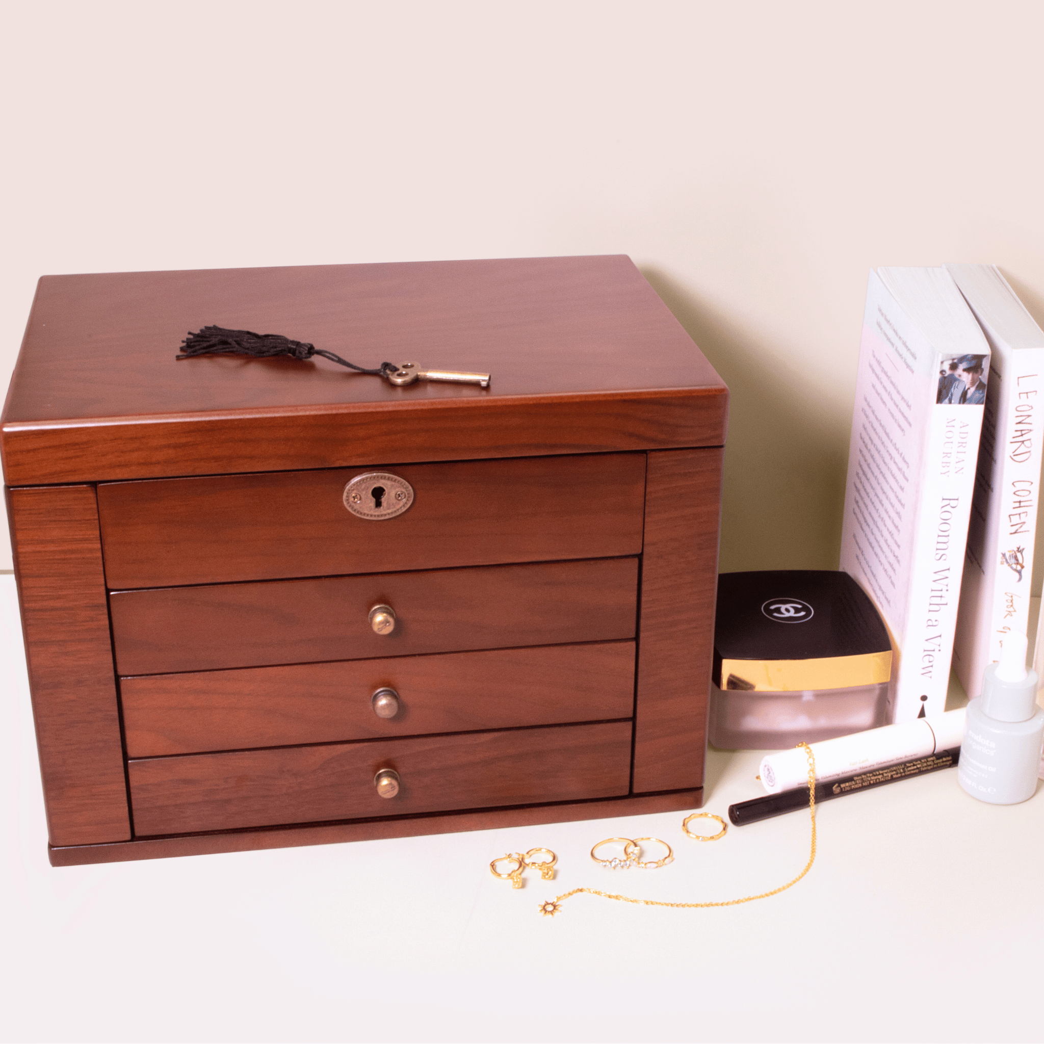 Walnut Jewellery Box With Doors and drawers - lockable