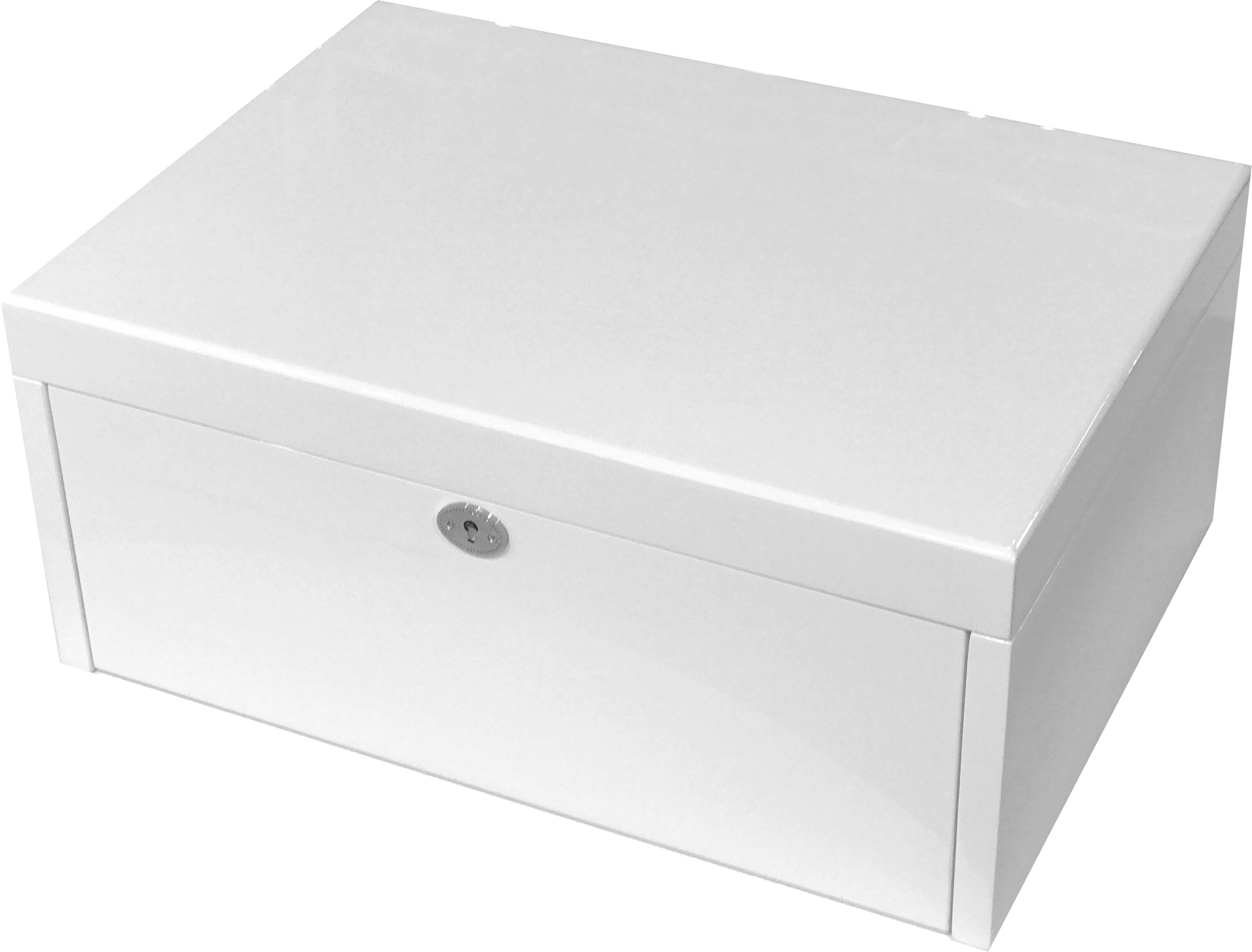 Classy TwoDrawer lockable Jewellery Box in white with mirror