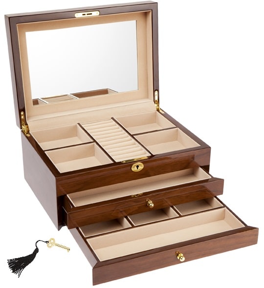 Stylish Timber-Finish Two-Drawer Jewellery Box