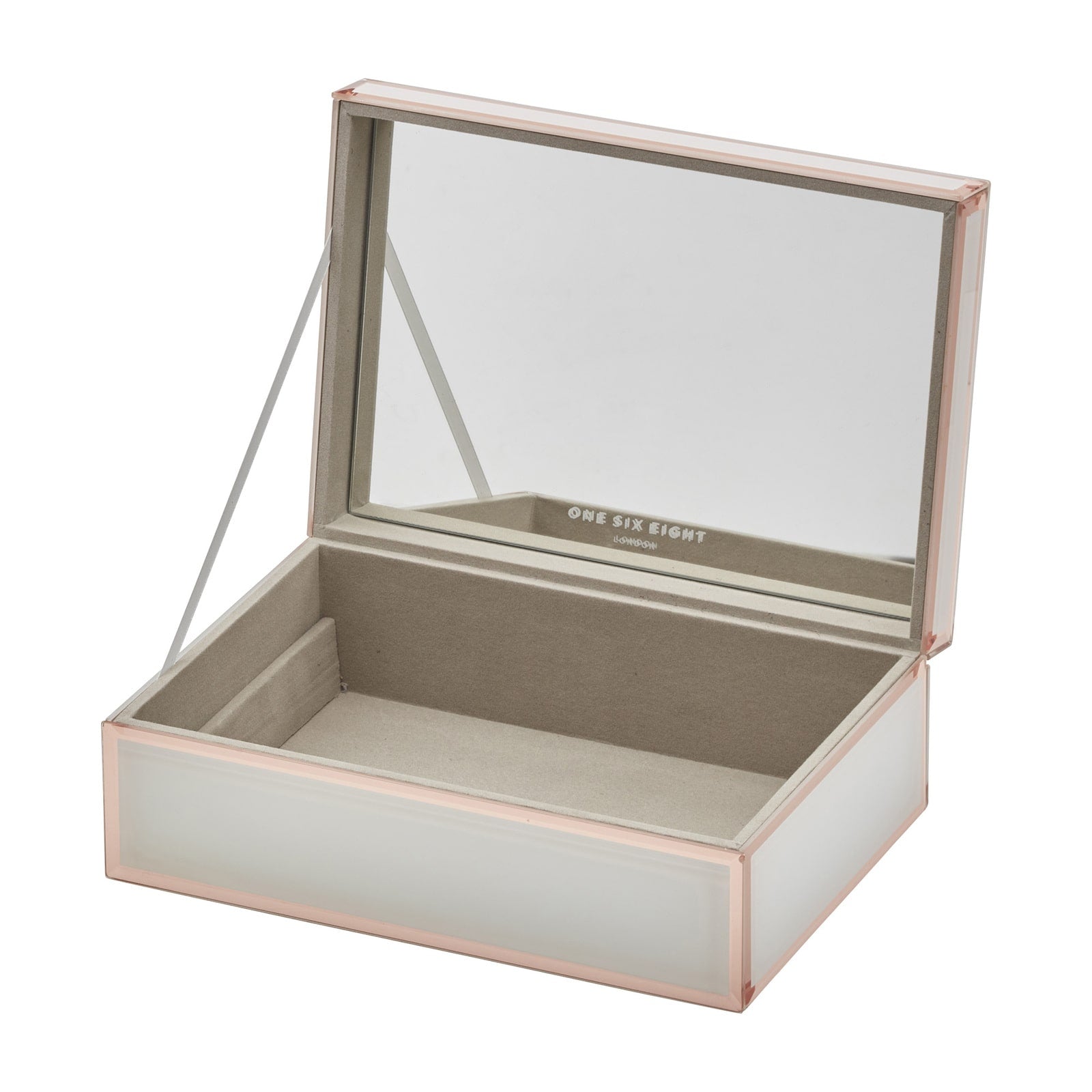 Sara Large Jewellery Box - White - box open, no tray