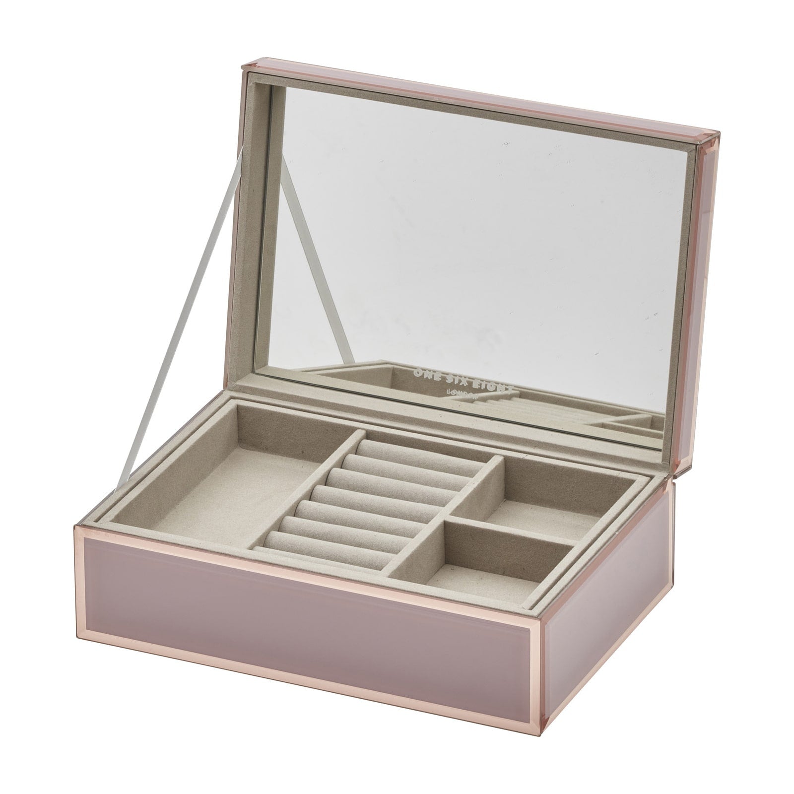 Sara Large Jewellery Box - Dusty Pink - box open