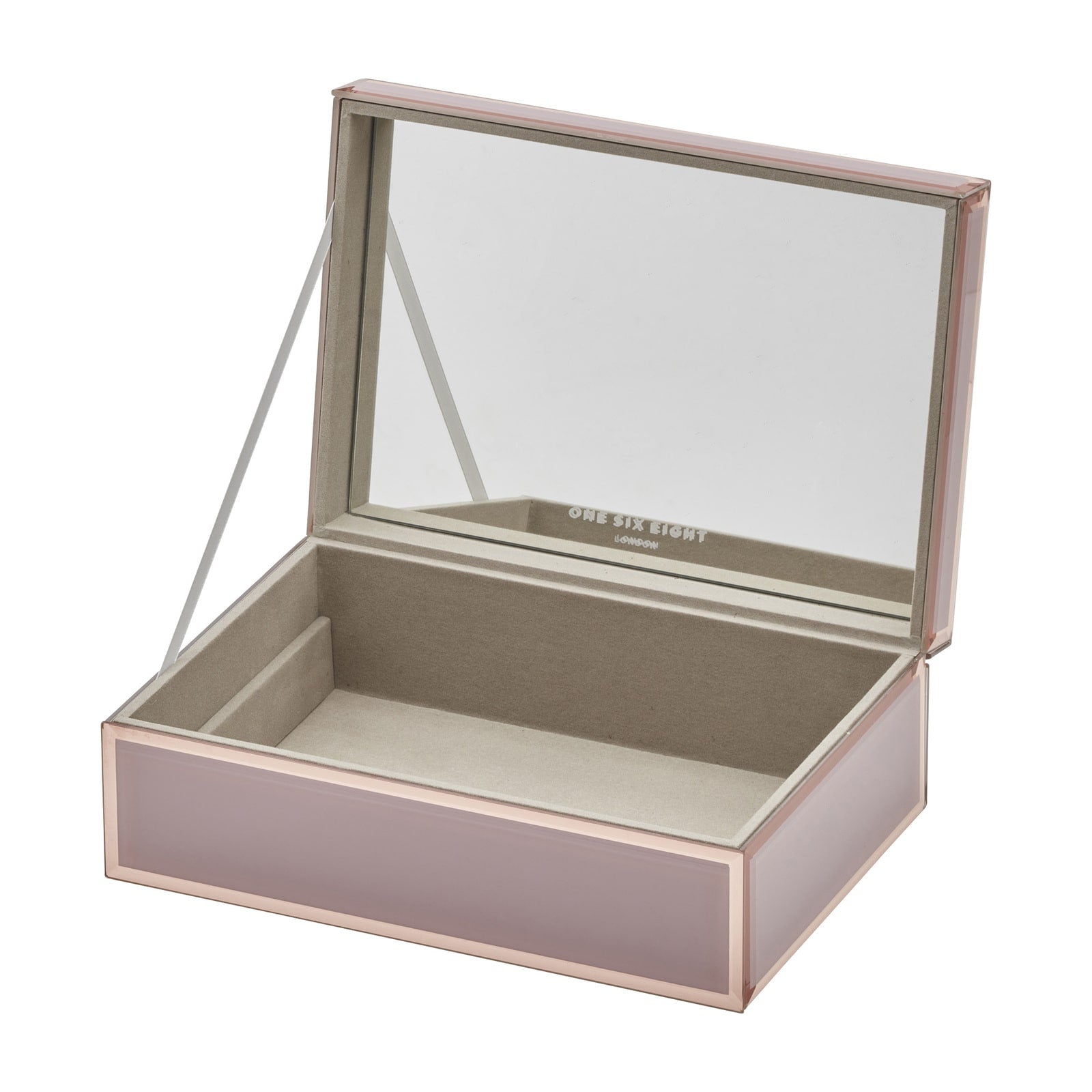 Sara Large Jewellery Box - Dusty Pink - box open, no tray