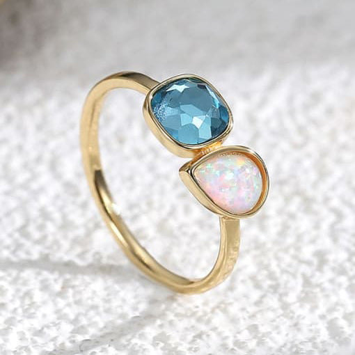 Moonstone and Cubic Zirconia ring