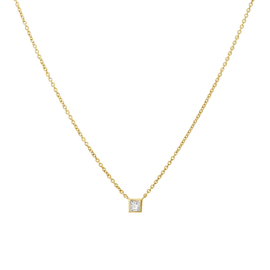 Gold square zircon necklace