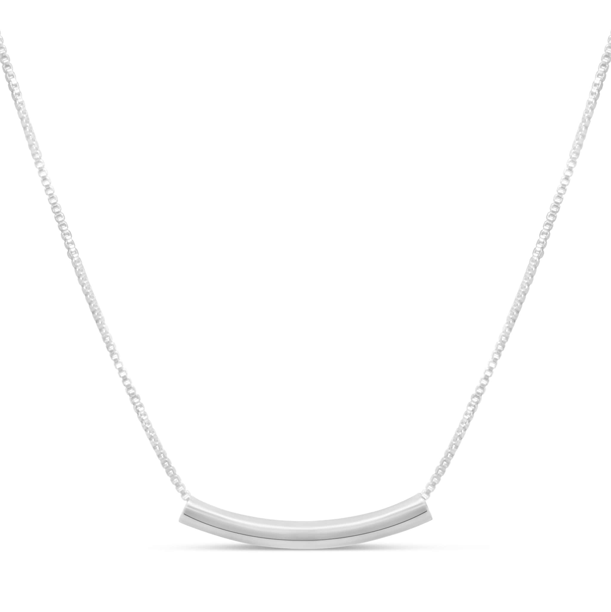 Sterling silver deals curved bar necklace