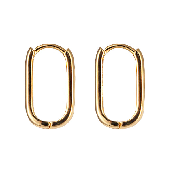 Large gold cube hoop earrings