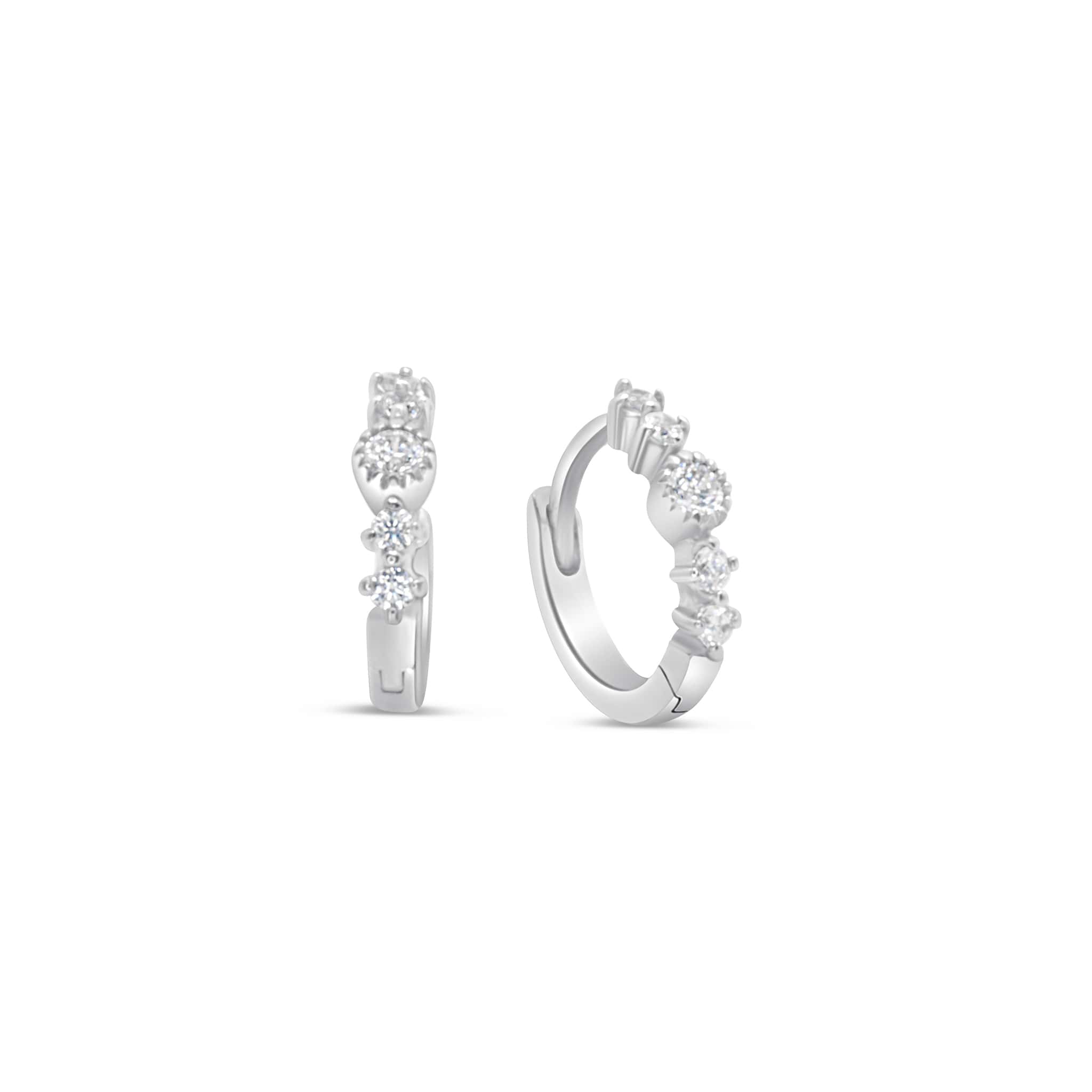5 stone cubic zirconia huggie earrings sterling silver