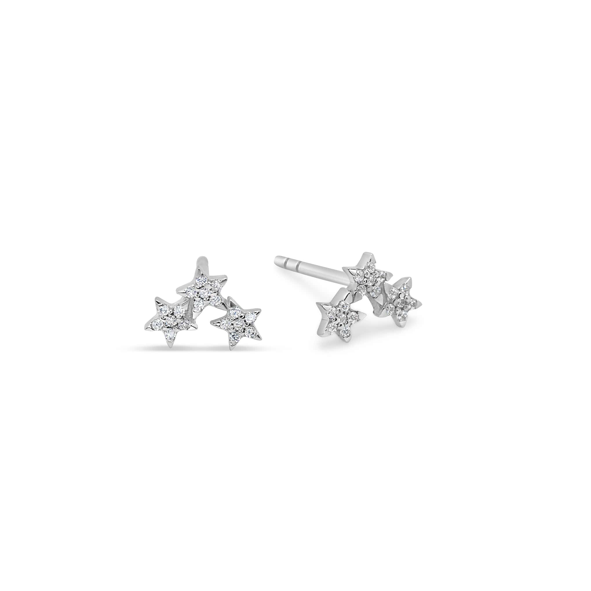 Small silver star cluster earrings