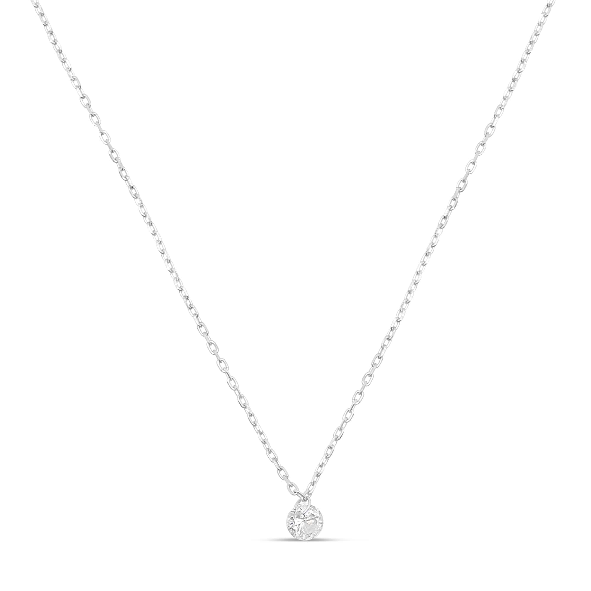 Single cubic zirconia stone necklace silver