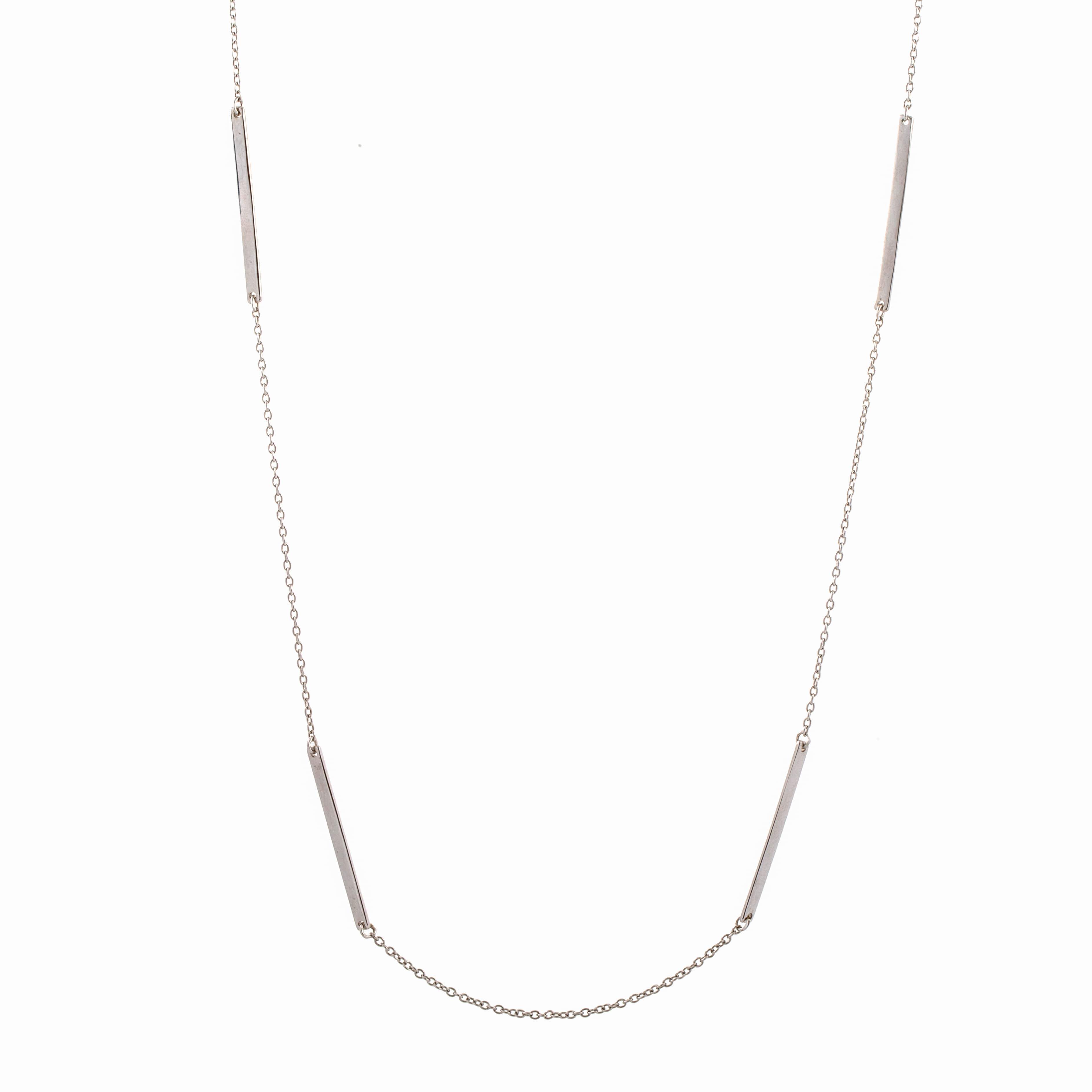 Classic Long Bar Necklace in sterling silver