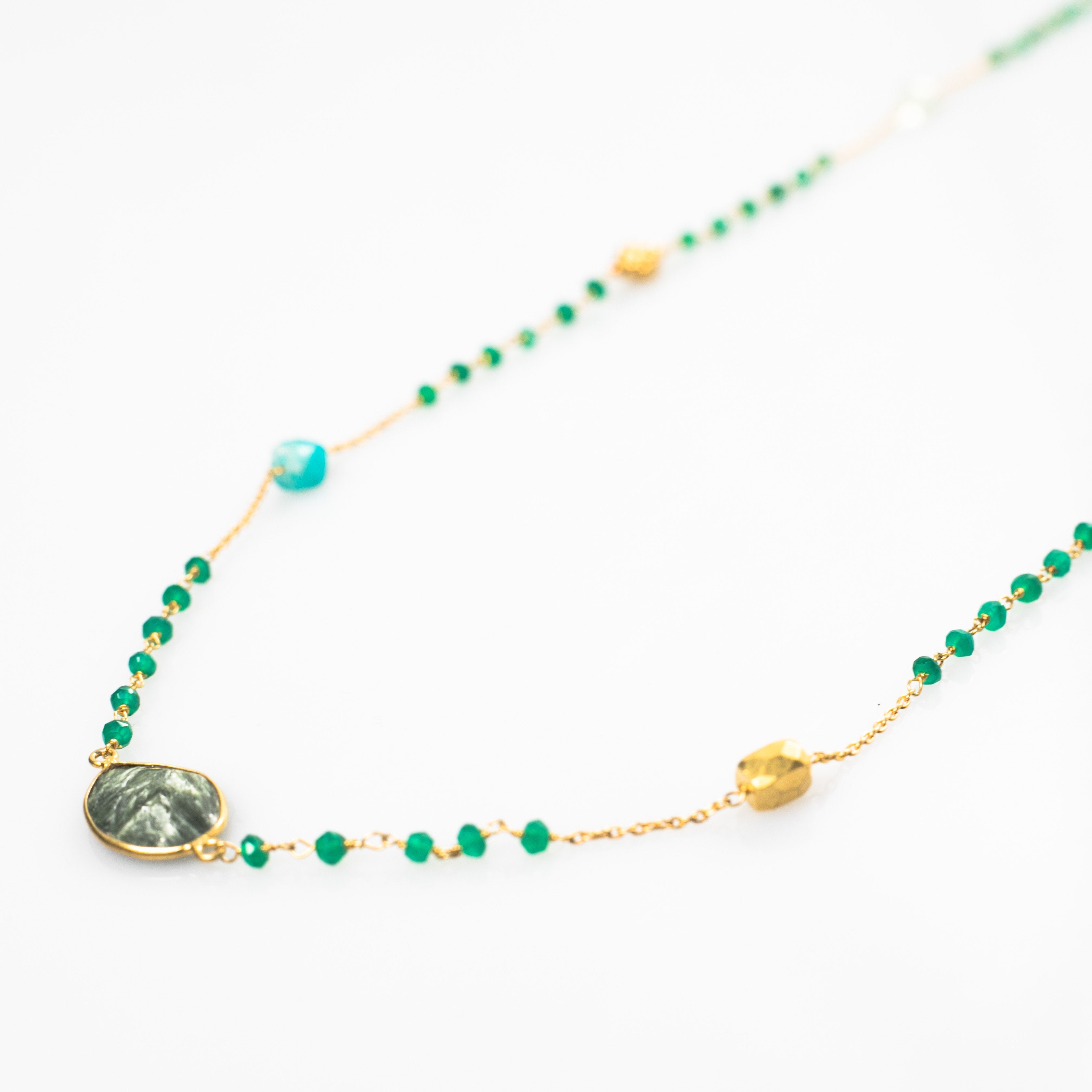 close up of Gold-Plated and Semi-precious Stone Metre-Long Necklace