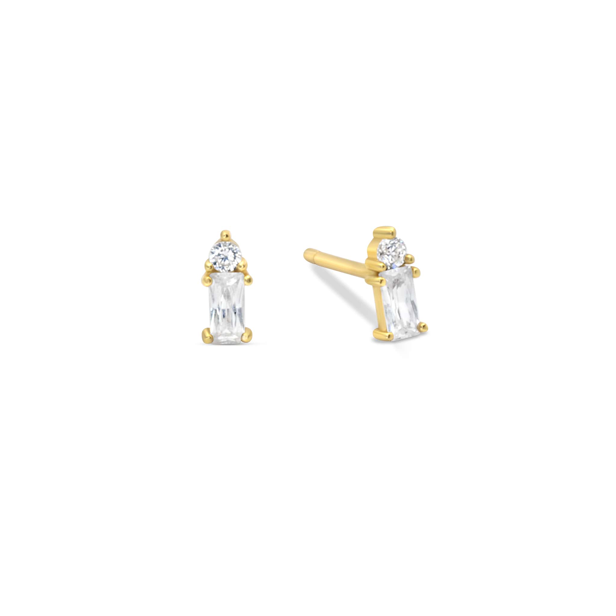 Gold Cubic Zirconia Baguette earring